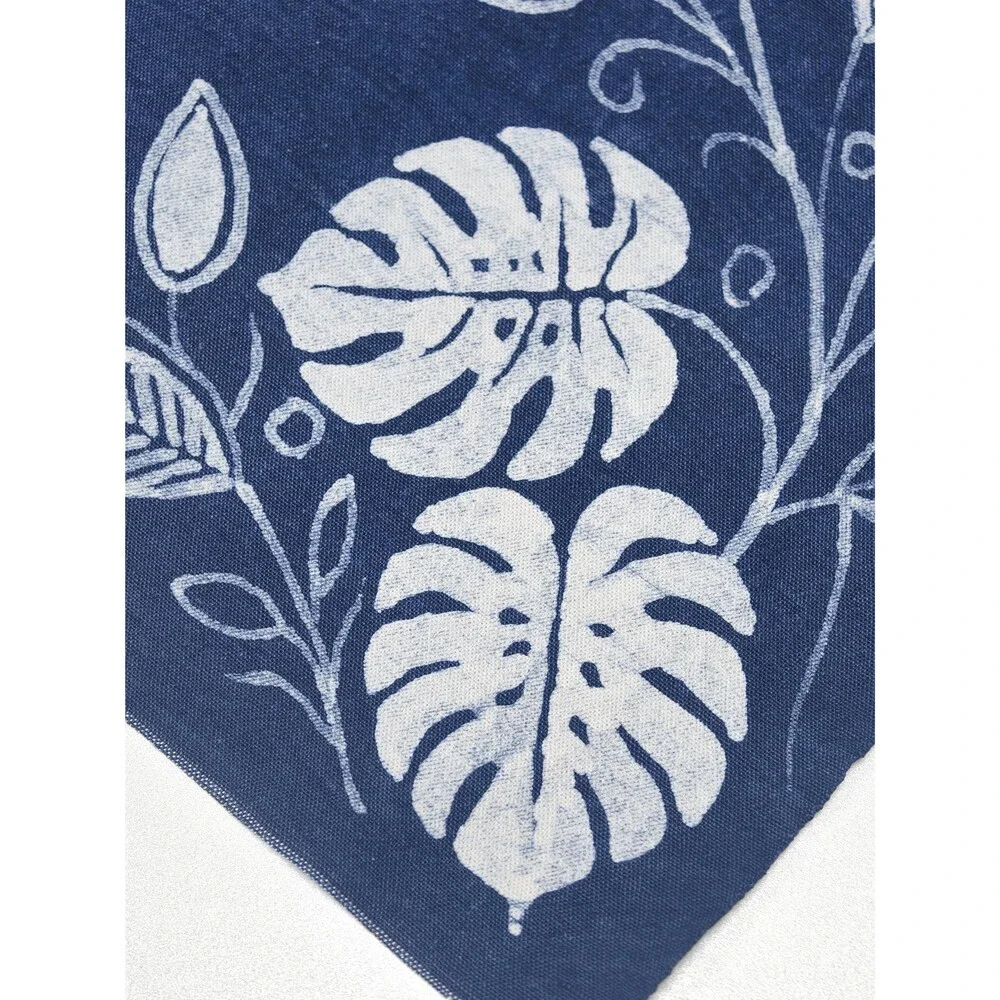 Handmade Indigo Batik Monstera Placemats, Botanical Table Mats, Kitchen Dining
